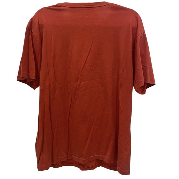 POLO RALPH LAUREN Men's Short Sleeve Solid RED V-Neck T-Shirt Blue Logo LARGE - Picture 3 of 4